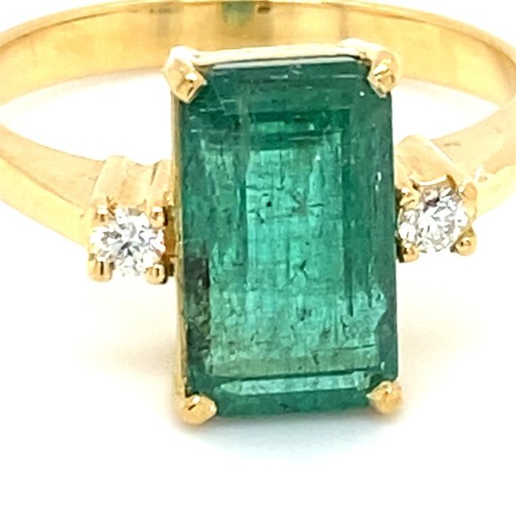 Certified Emerald 3.85ct Diamonds 18K Gold Ring - Picture 7 of 8